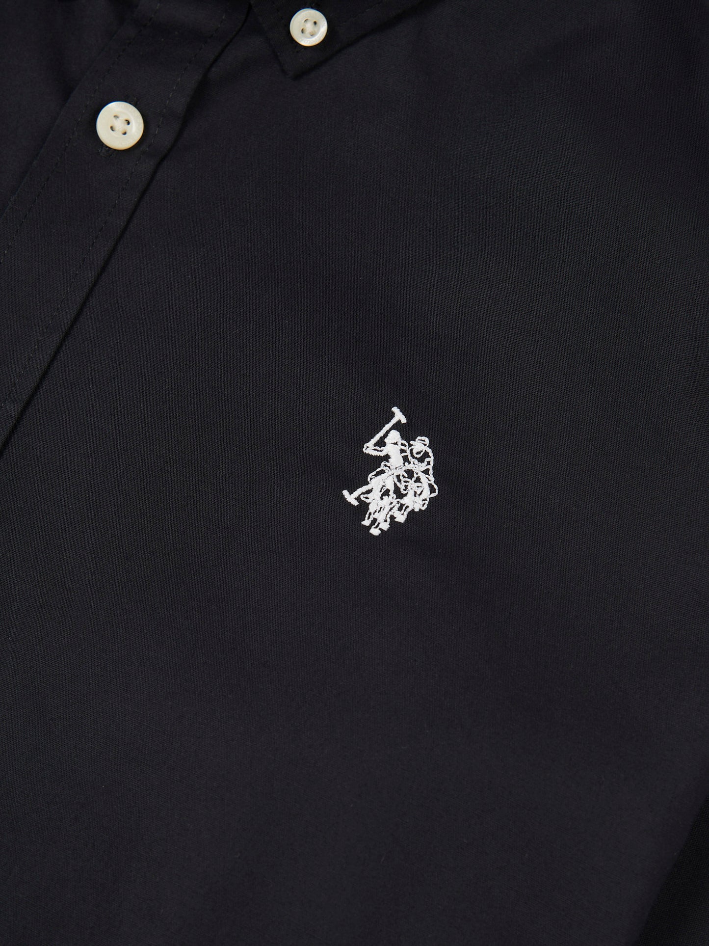 Mens Stretch Cotton Poplin Shirt in Black Bright White DHM