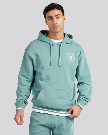 Mens Classic Fit Circle Print Hoodie in Mineral Blue