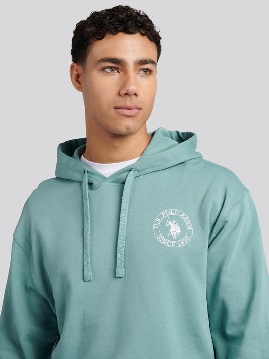 Mens Classic Fit Circle Print Hoodie in Mineral Blue