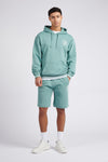 Mens Classic Fit Circle Print Hoodie in Mineral Blue