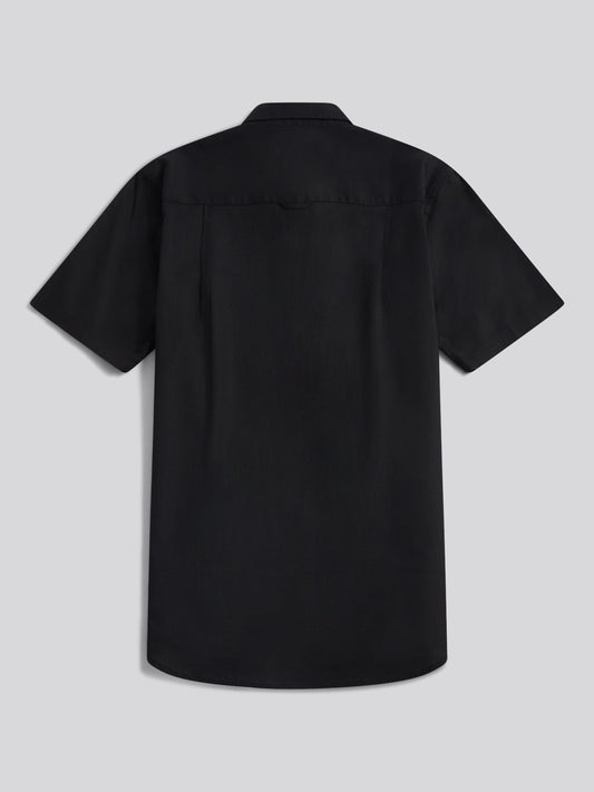 Mens Linen Blend Short Sleeve Shirt Black