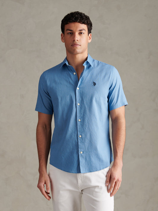 Mens Linen Blend Short Sleeve Shirt Riviera