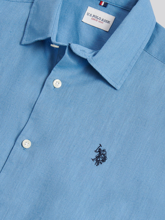 Mens Linen Blend Short Sleeve Shirt Riviera