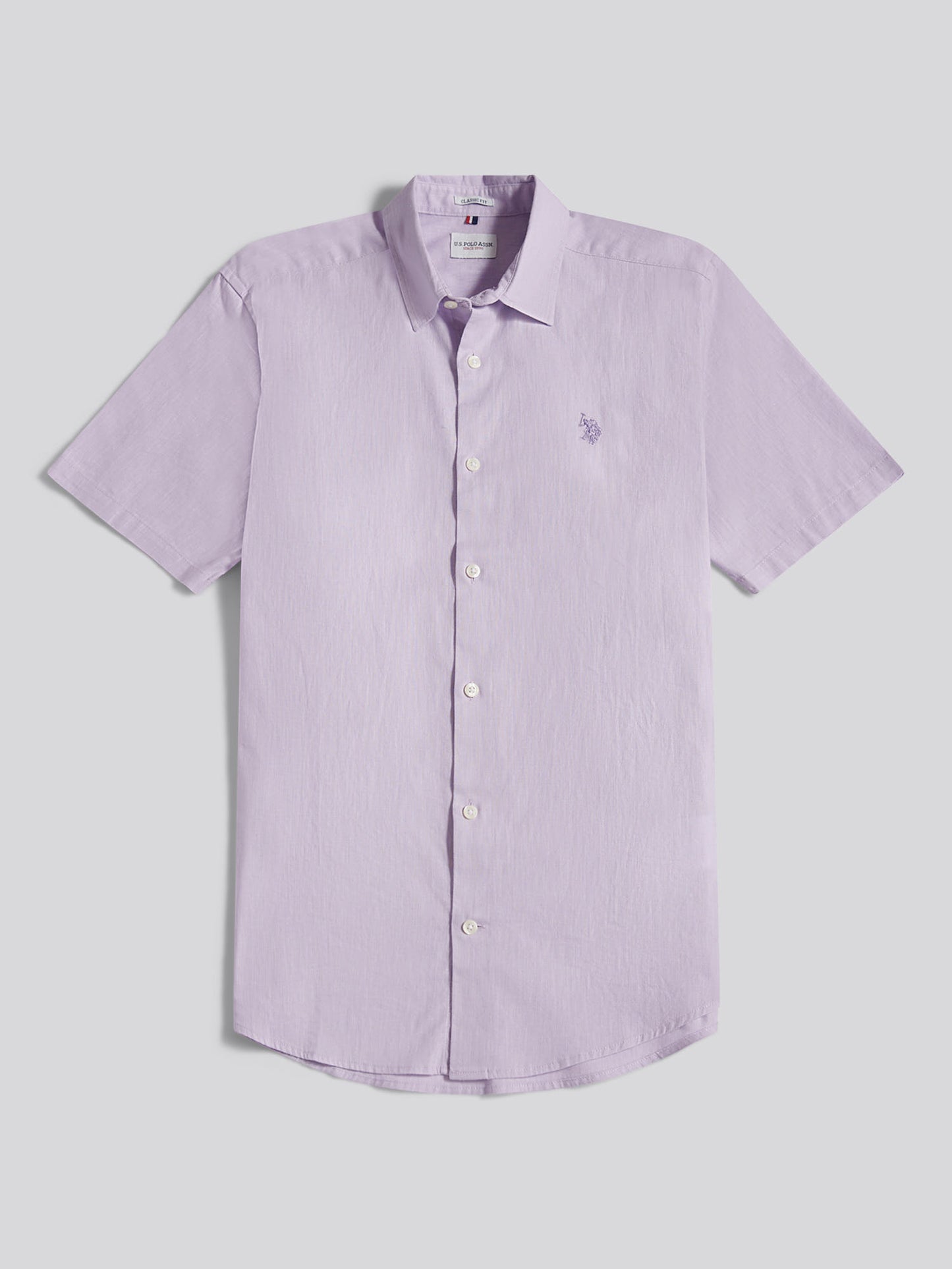 Mens Linen Blend Short Sleeve Shirt Pastel Lilac