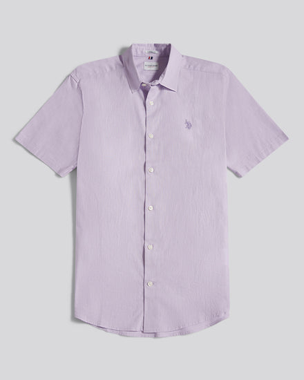 Mens Linen Blend Short Sleeve Shirt Pastel Lilac