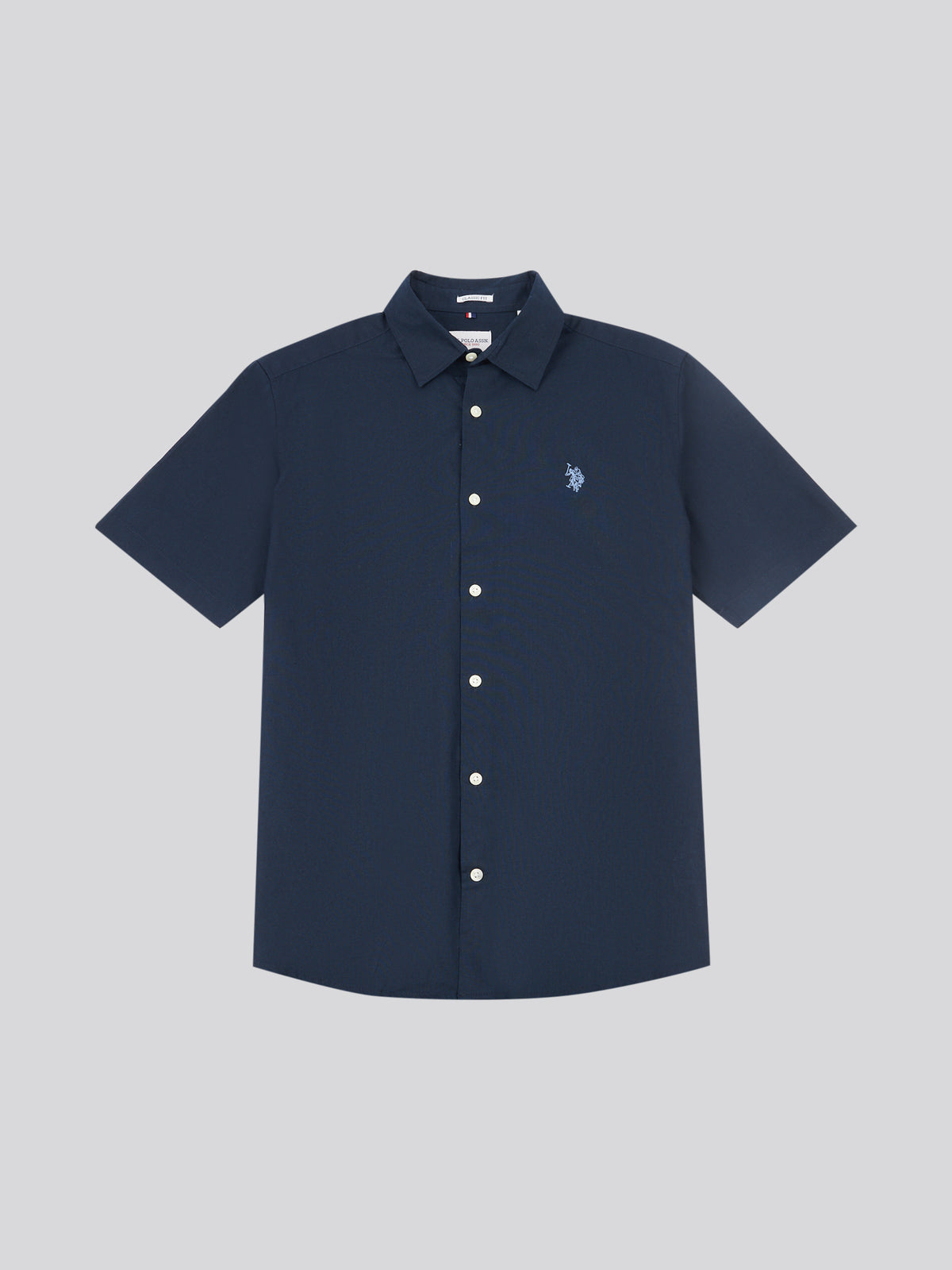 Mens Linen Blend Short Sleeve Shirt Dark Sapphire Navy / Moonlight Blue DHM