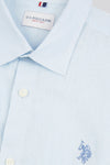 Mens Linen Blend Short Sleeve Shirt in Ice Blue