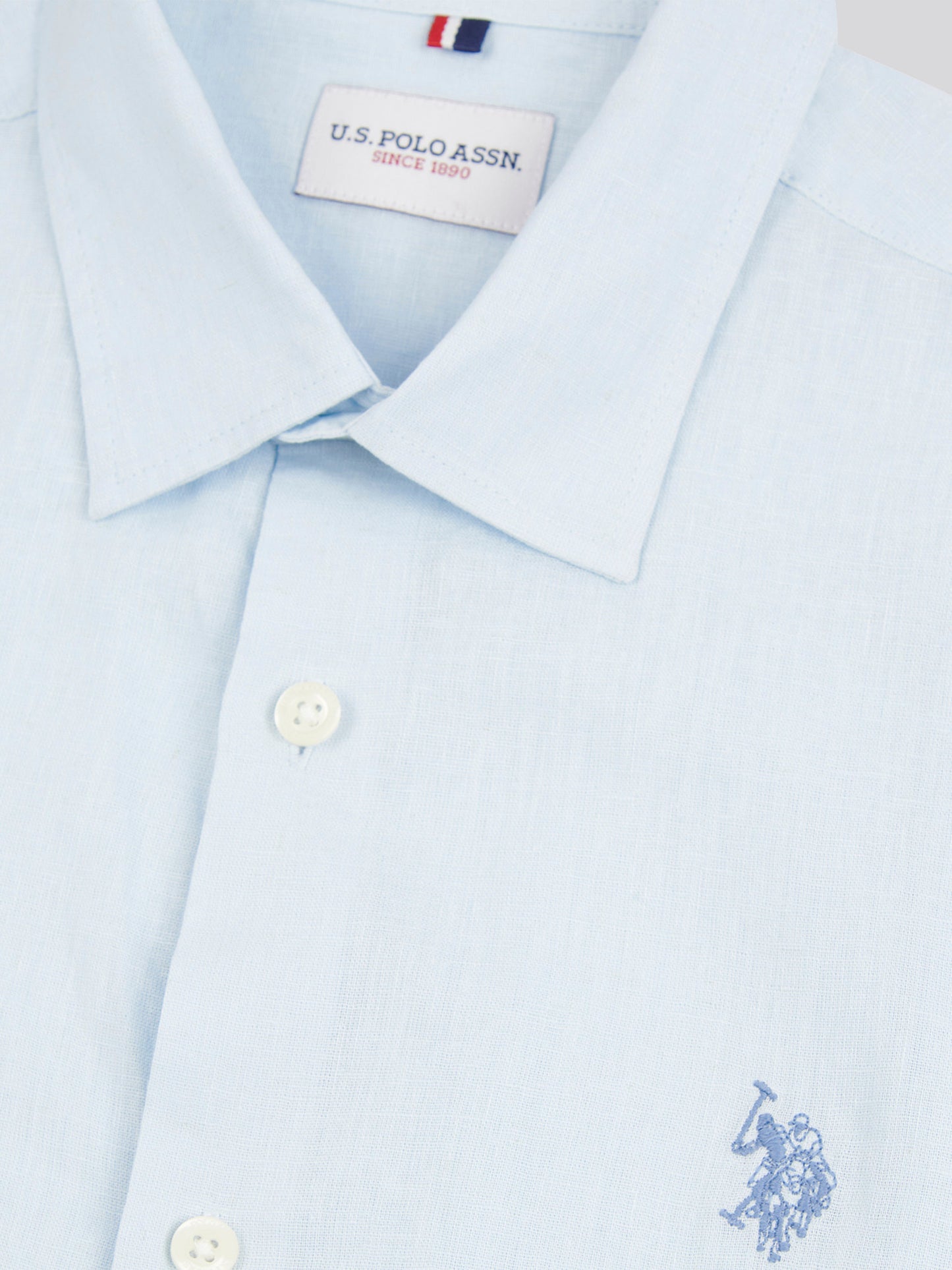 Mens Linen Blend Short Sleeve Shirt Ice Blue