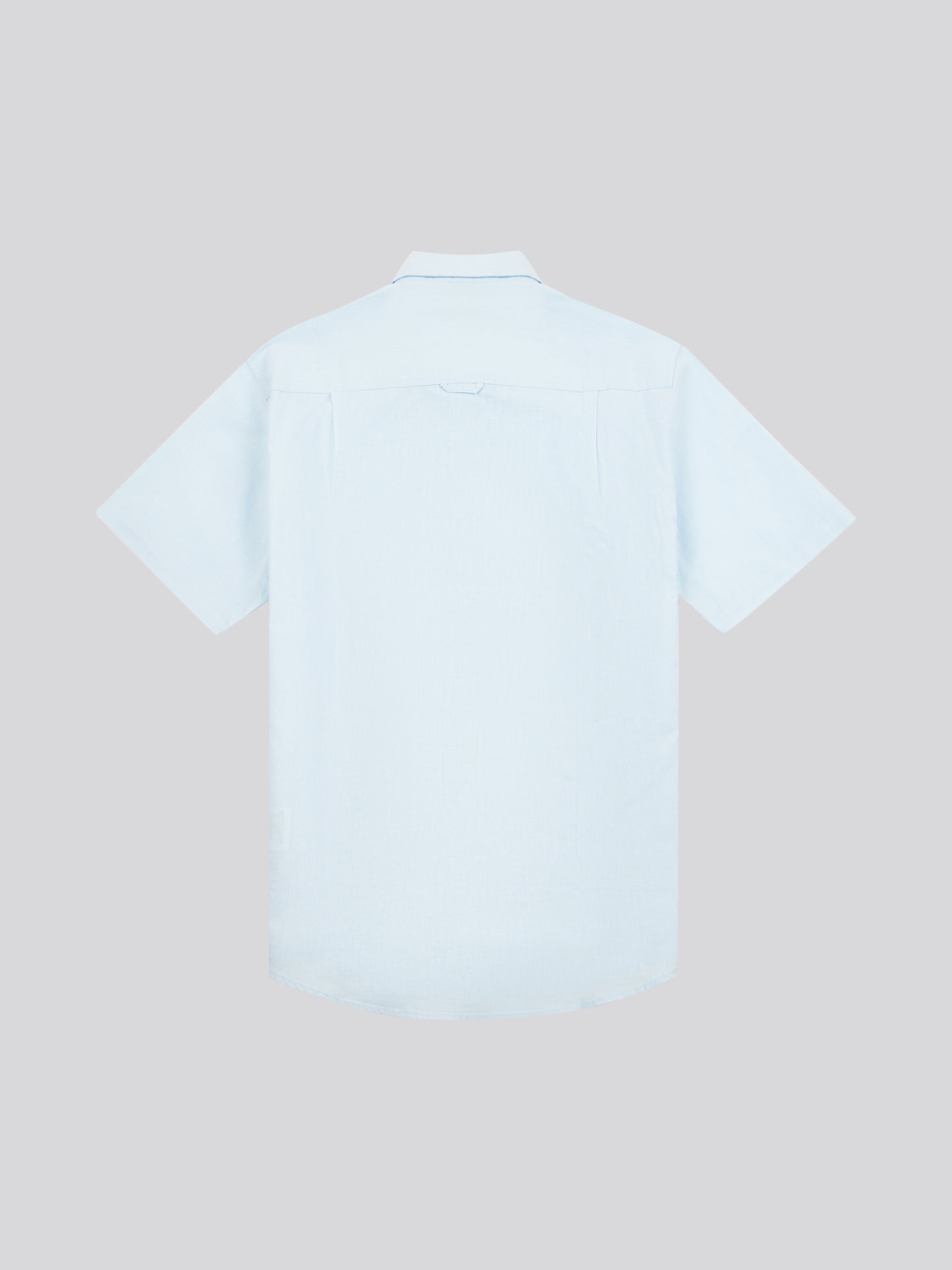 Mens Linen Blend Short Sleeve Shirt in Ice Water