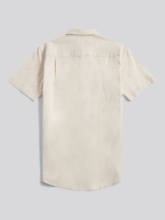 Mens Linen Blend Short Sleeve Shirt Beige
