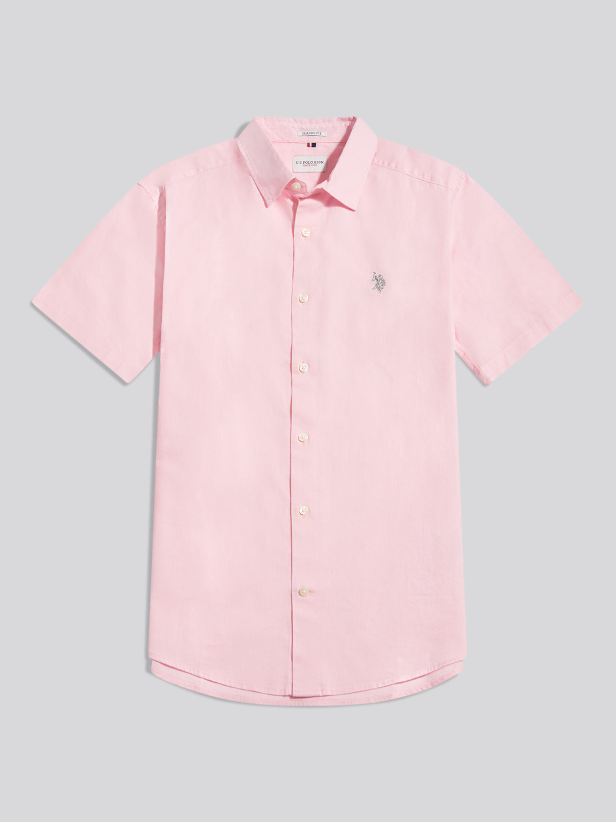 Mens Linen Blend Short Sleeve Shirt Pink a Boo