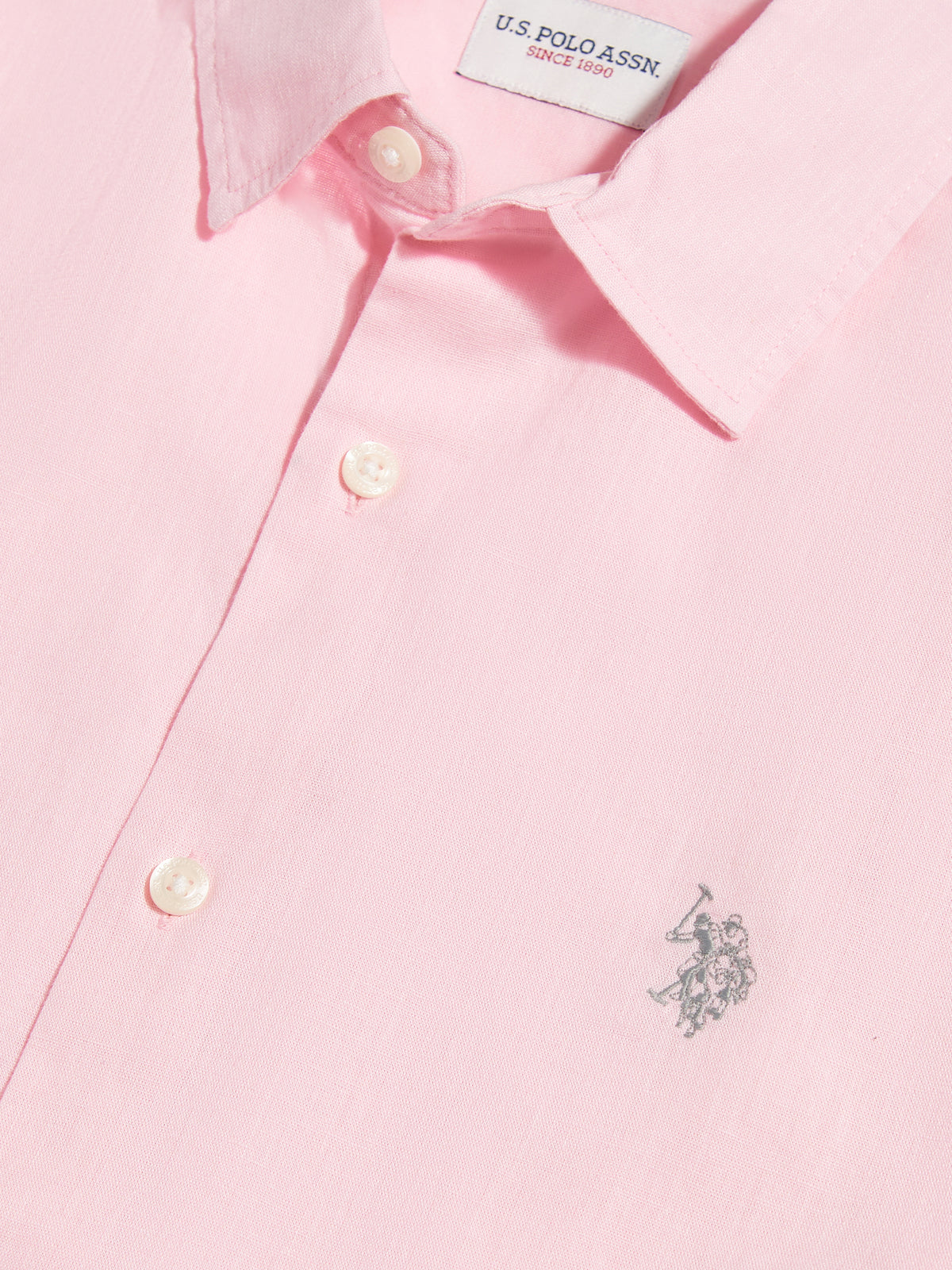 Mens Linen Blend Short Sleeve Shirt Pink a Boo
