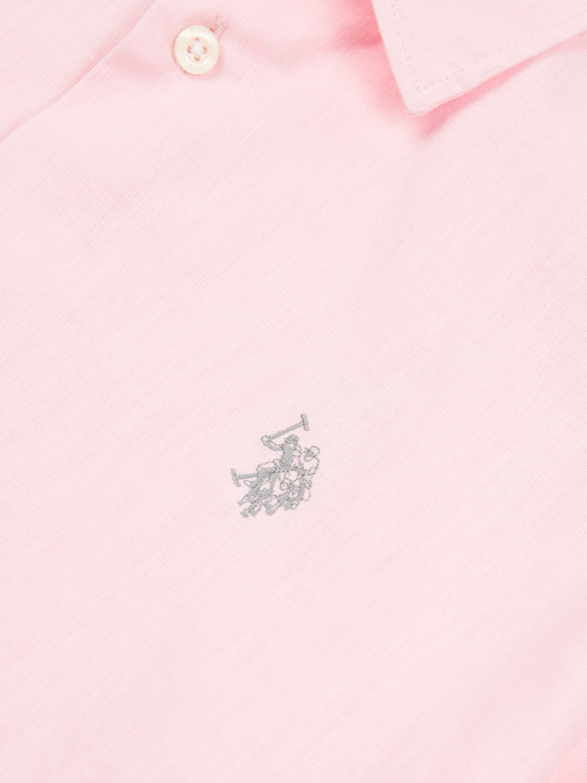Mens Linen Blend Short Sleeve Shirt Pink a Boo