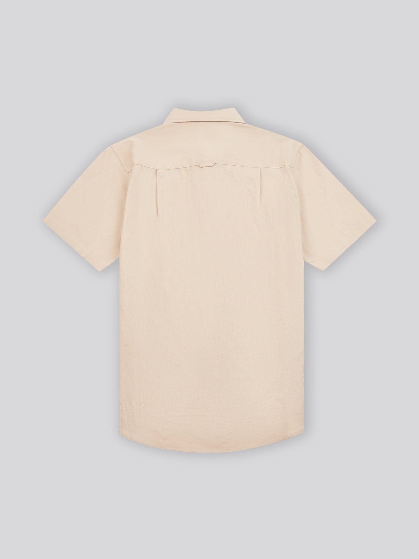 Mens Linen Blend Short Sleeve Shirt in Doeskin