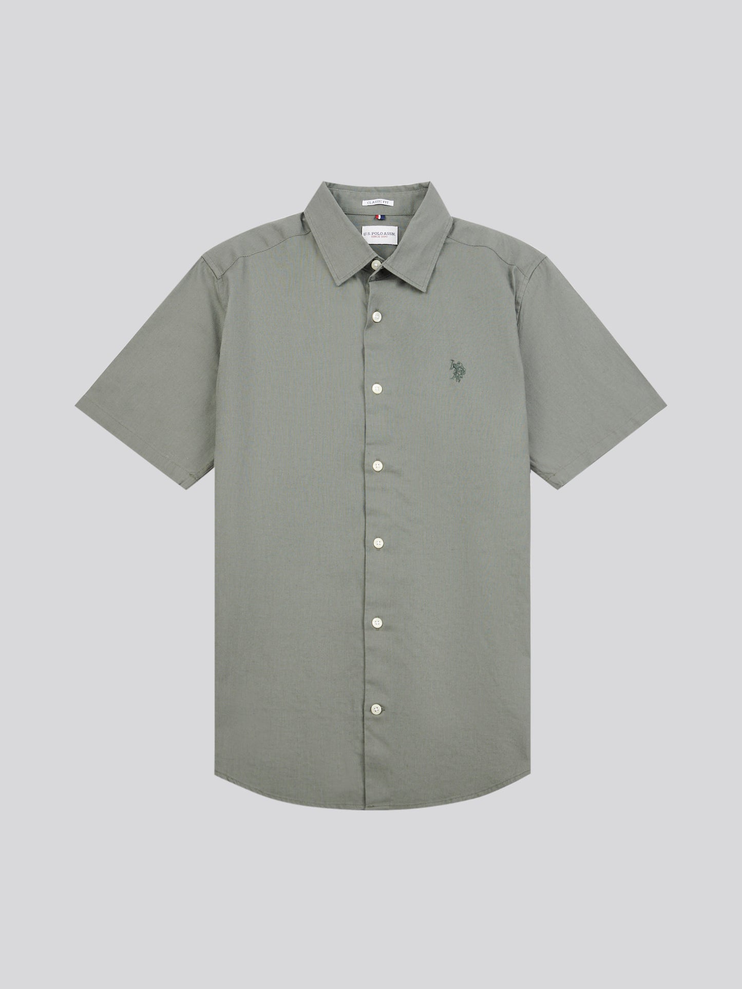 Mens Linen Blend Short Sleeve Shirt Mulled Basil