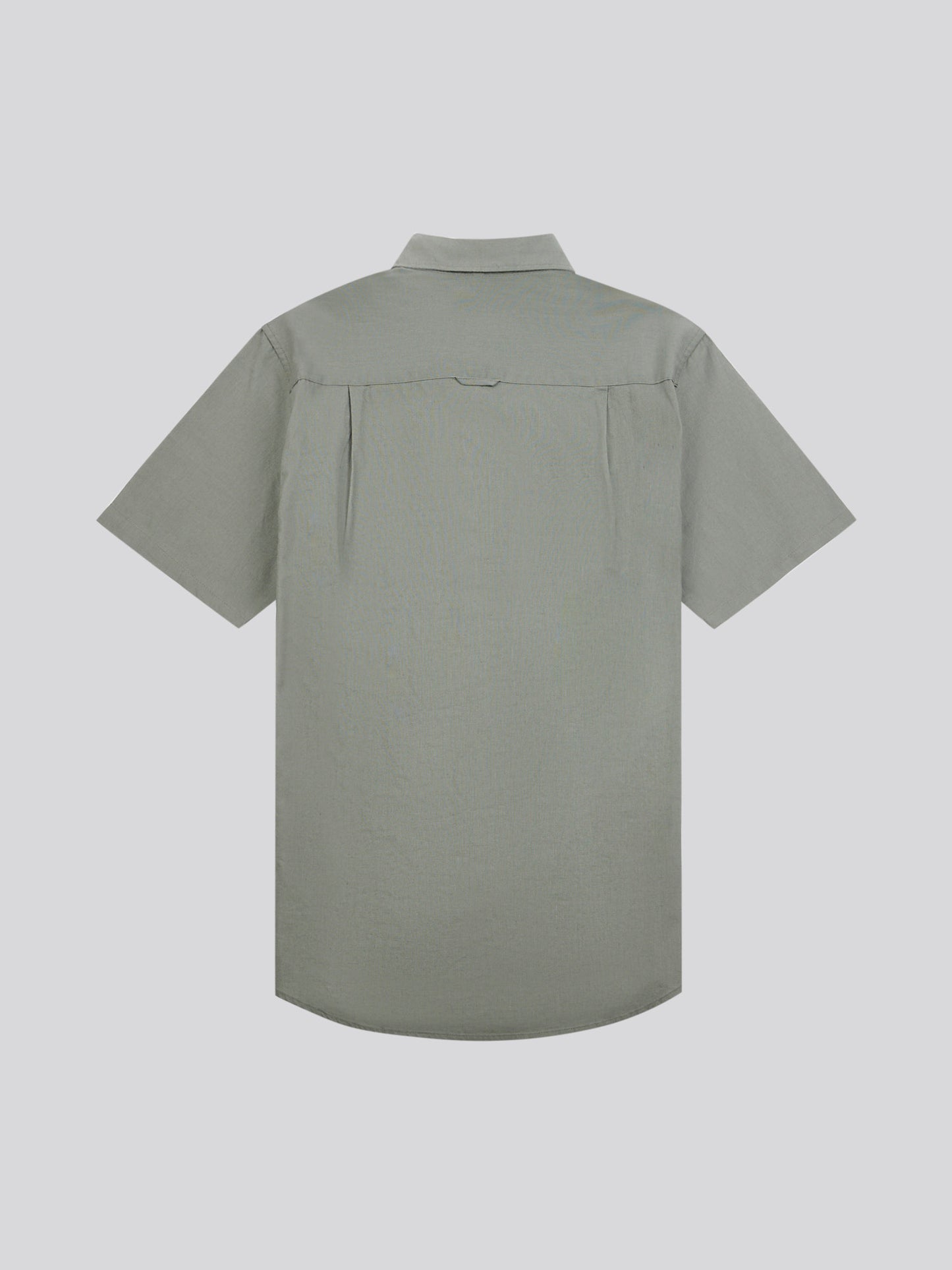 Mens Linen Blend Short Sleeve Shirt Mulled Basil