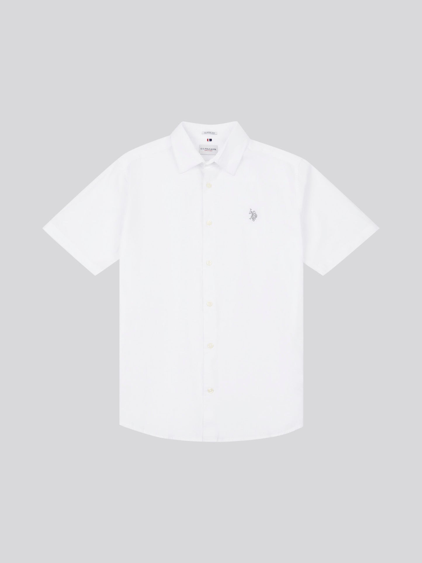 Mens Linen Blend Short Sleeve Shirt Bright White / Harbour Mist