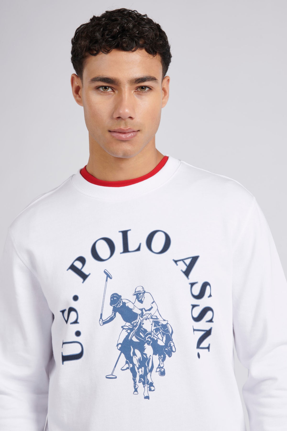 Mens Classic Fit Chest Graphic Sweatshirt in Bright White