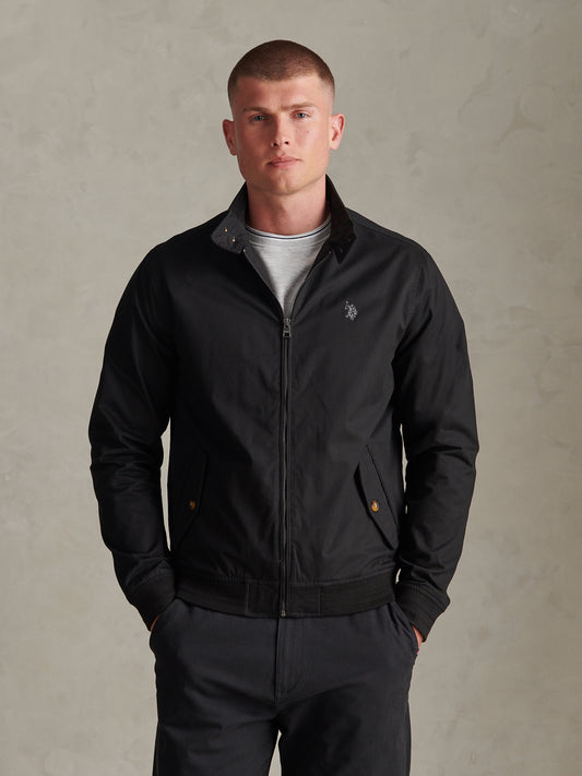 Mens Cotton Twill Harrington Jacket Black