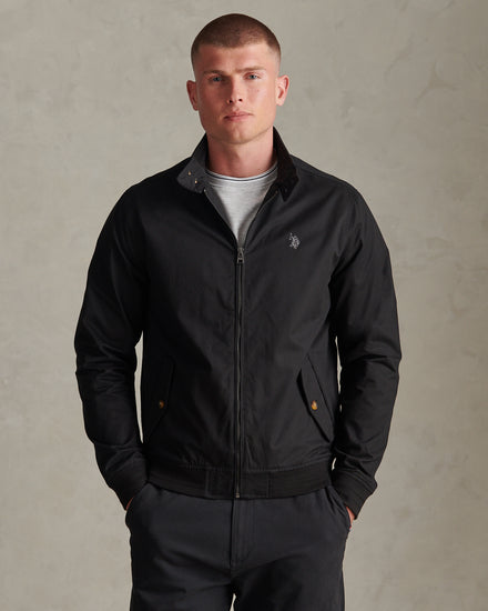 Mens Cotton Twill Harrington Jacket Black
