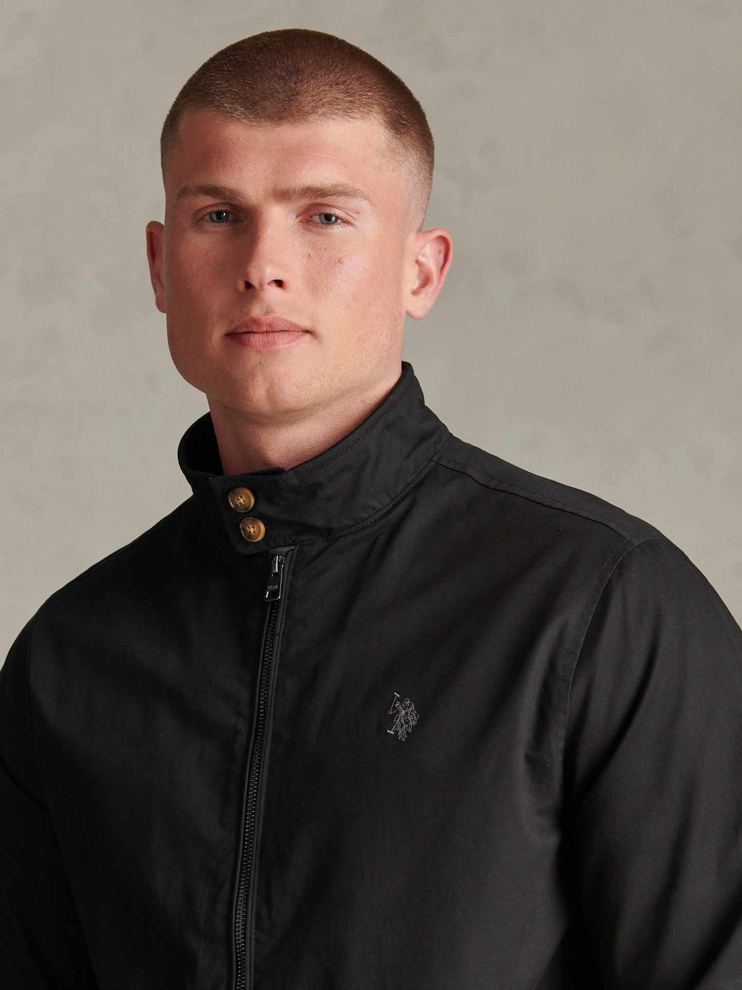 Mens Cotton Twill Harrington Jacket Black