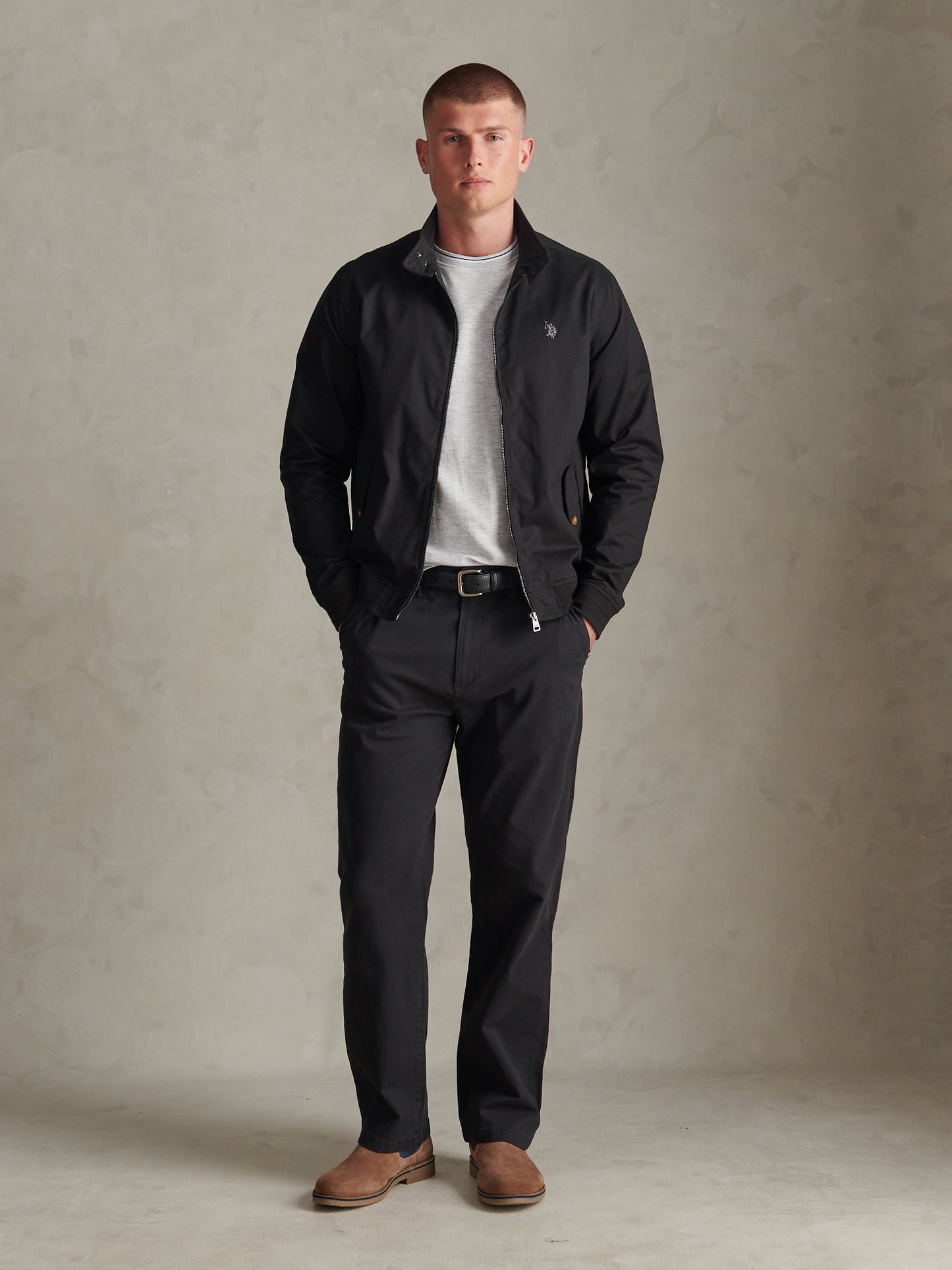 Mens Cotton Twill Harrington Jacket Black
