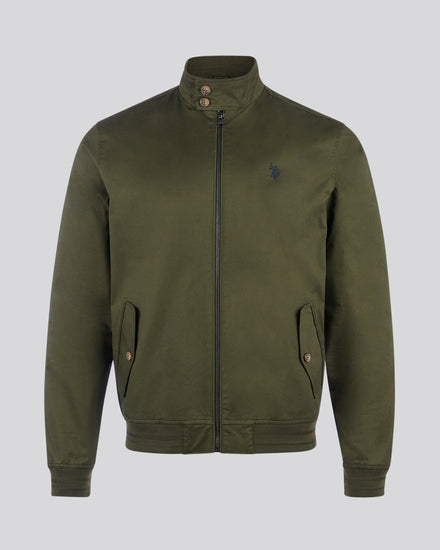 Mens Cotton Twill Harrington Jacket in Forest Night