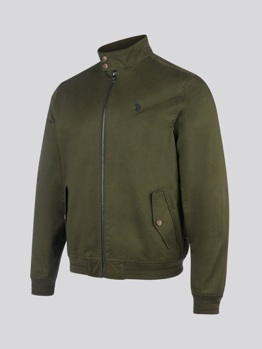 Mens Cotton Twill Harrington Jacket in Forest Night
