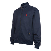 Mens Cotton Twill Harrington Jacket in Dark Sapphire Navy / Haute Red DHM
