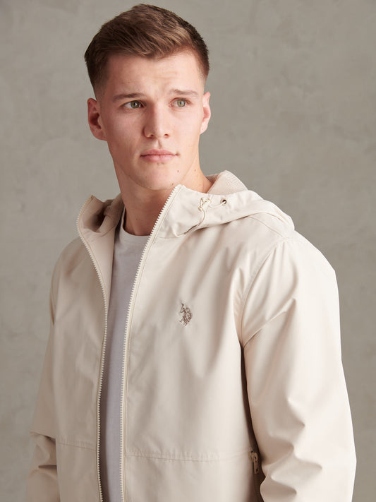 Mens Hooded Windbreaker Beige