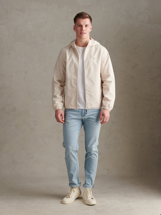 Mens Hooded Windbreaker Beige