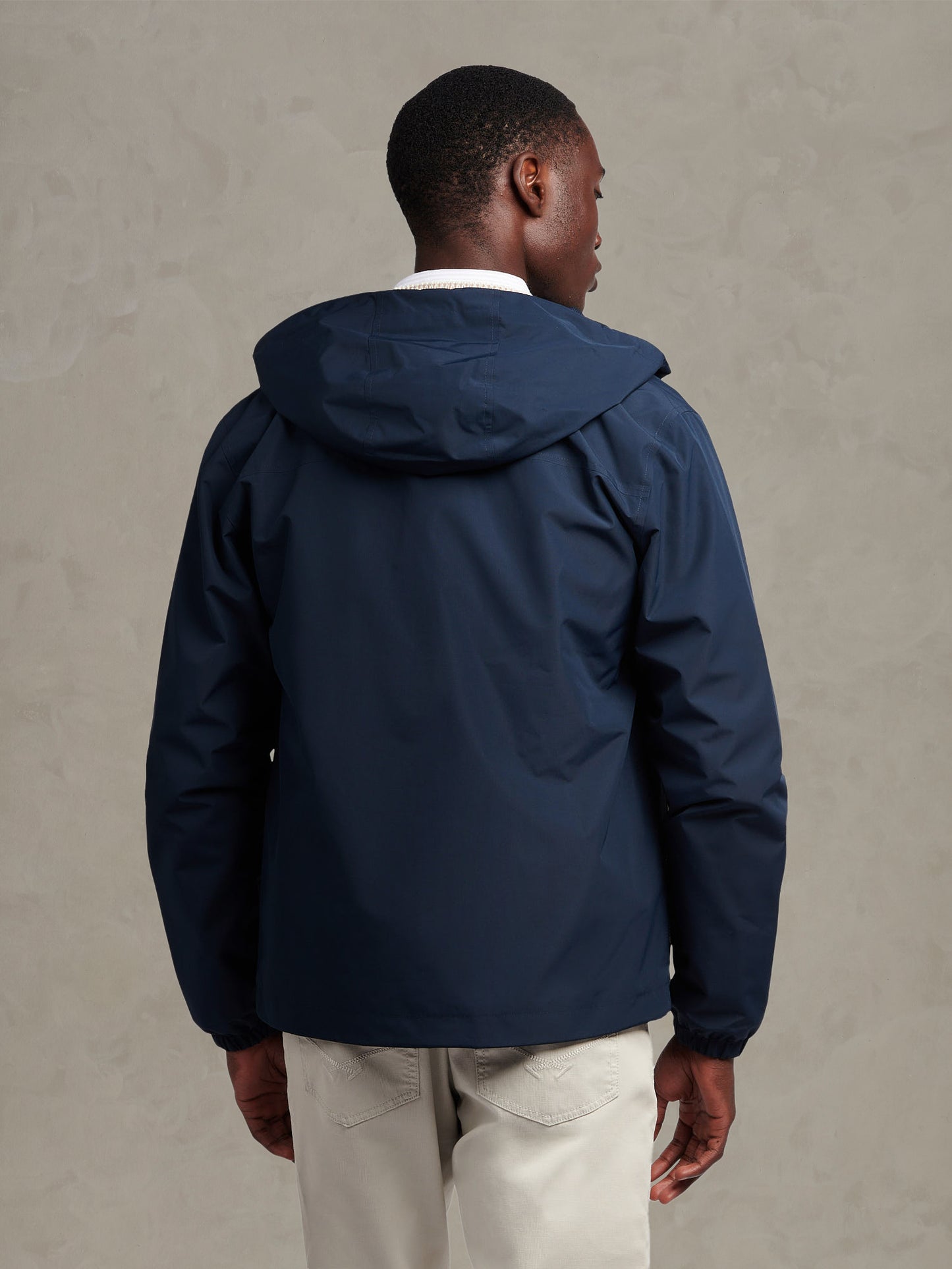 Mens Hooded Windbreaker Dark Sapphire Navy / Haute Red DHM