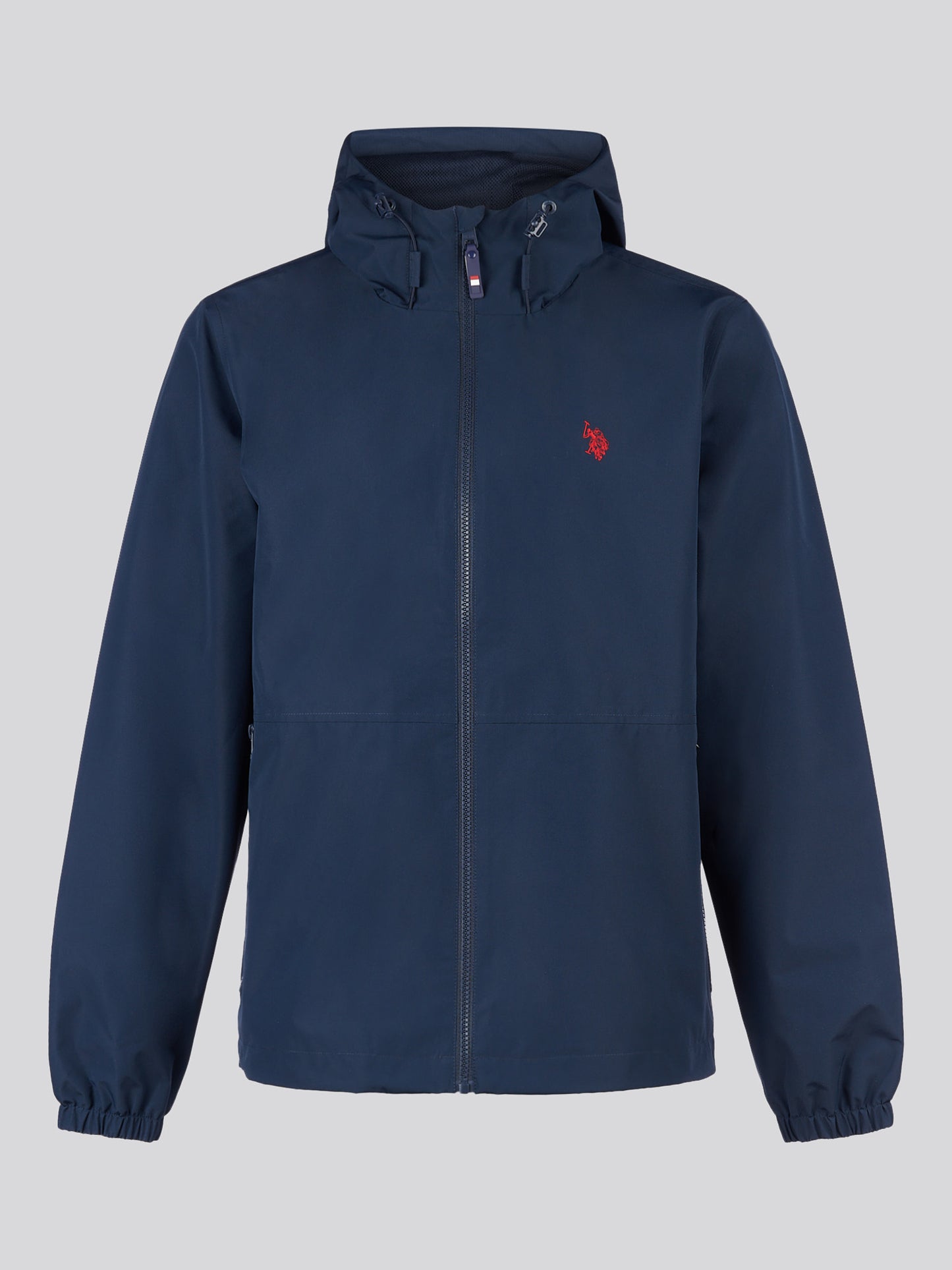 Mens Hooded Windbreaker Dark Sapphire Navy / Haute Red DHM