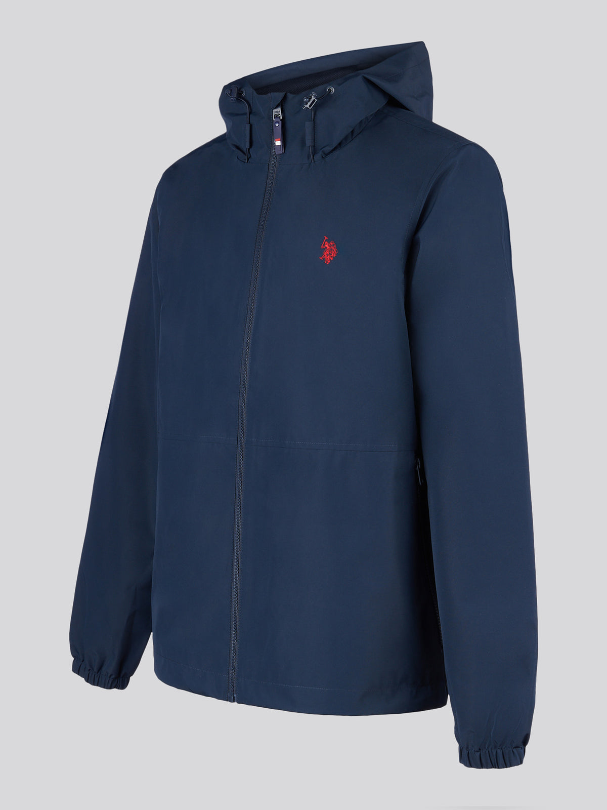 Mens Hooded Windbreaker Dark Sapphire Navy / Haute Red DHM