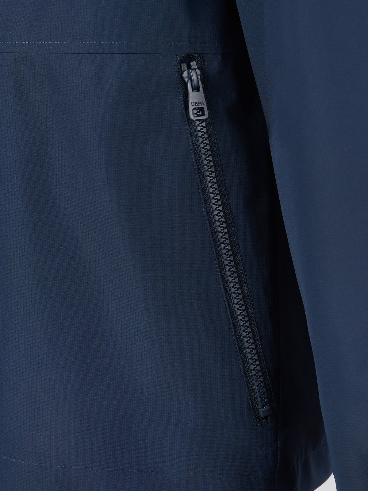 Mens Hooded Windbreaker Dark Sapphire Navy / Haute Red DHM