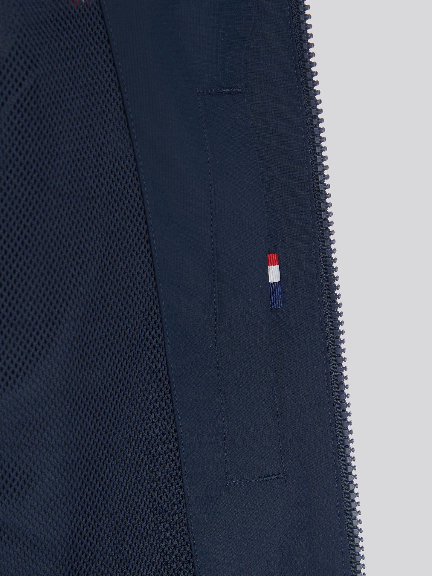 Mens Hooded Windbreaker Dark Sapphire Navy / Haute Red DHM