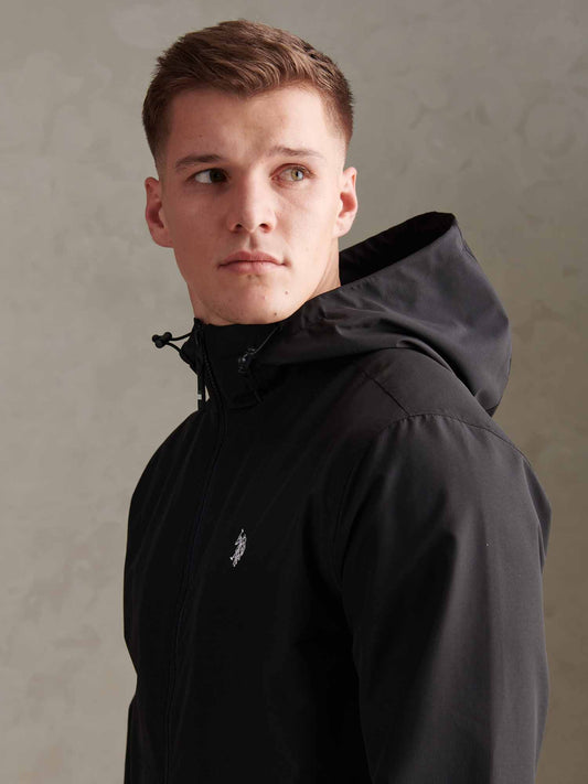 Mens Hooded Windbreaker Black Bright White DHM