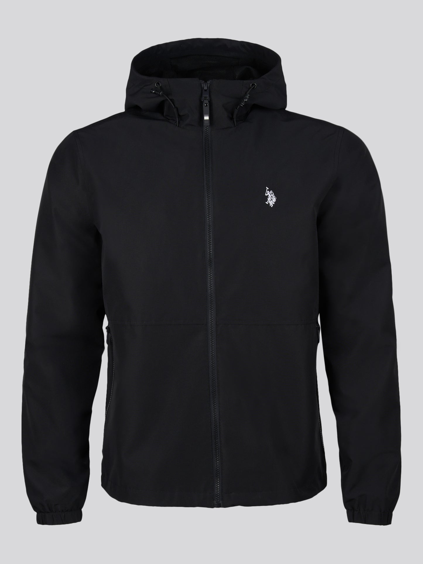 Mens Hooded Windbreaker Black Bright White DHM