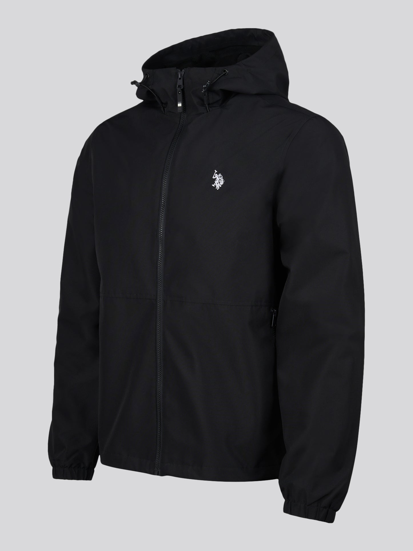 Mens Hooded Windbreaker Black Bright White DHM