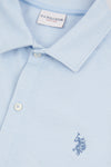 Mens Regular Fit Texture Short Sleeve Shirt in Chambray Blue