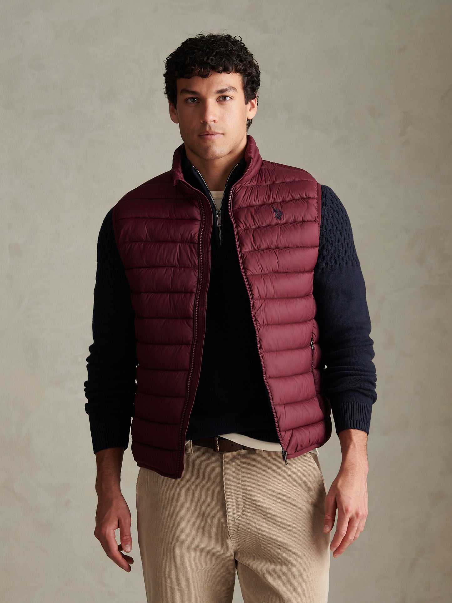 Mens Bound Quilted Gilet Fig