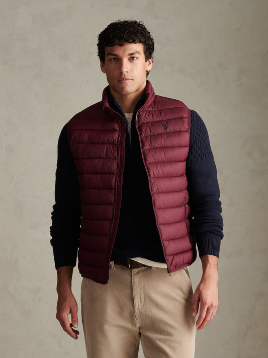 Mens Bound Quilted Gilet Fig