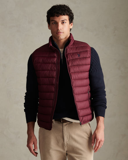 Mens Bound Quilted Gilet Fig