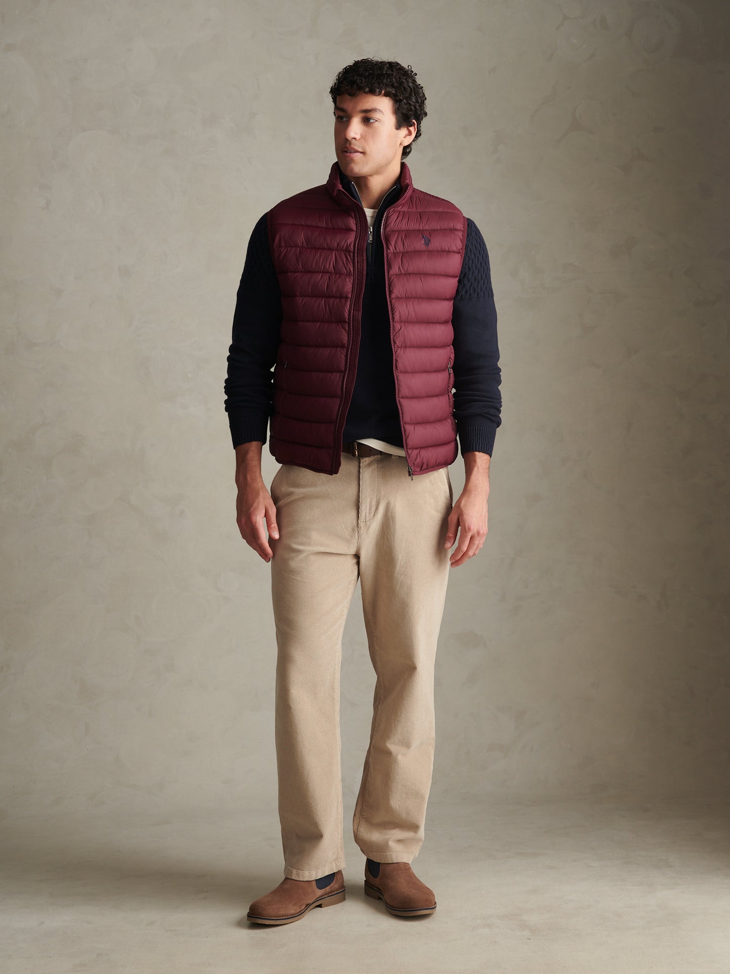 Mens Bound Quilted Gilet Fig
