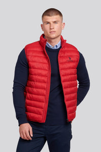 Mens Bound Quilted Gilet in Haute Red