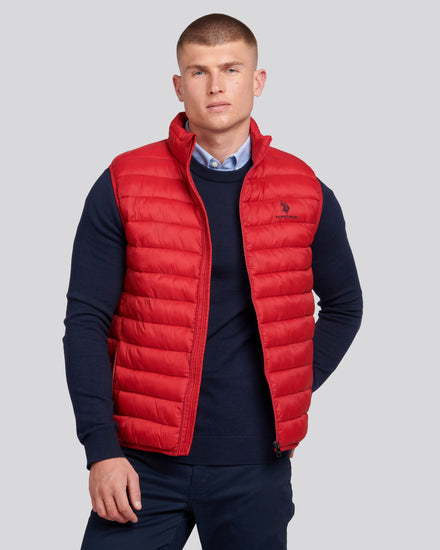 Mens Bound Quilted Gilet Haute Red