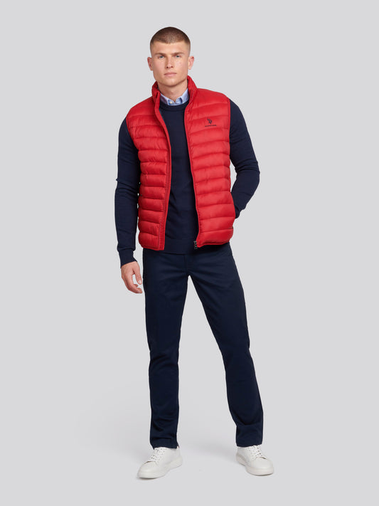 Mens Bound Quilted Gilet Haute Red