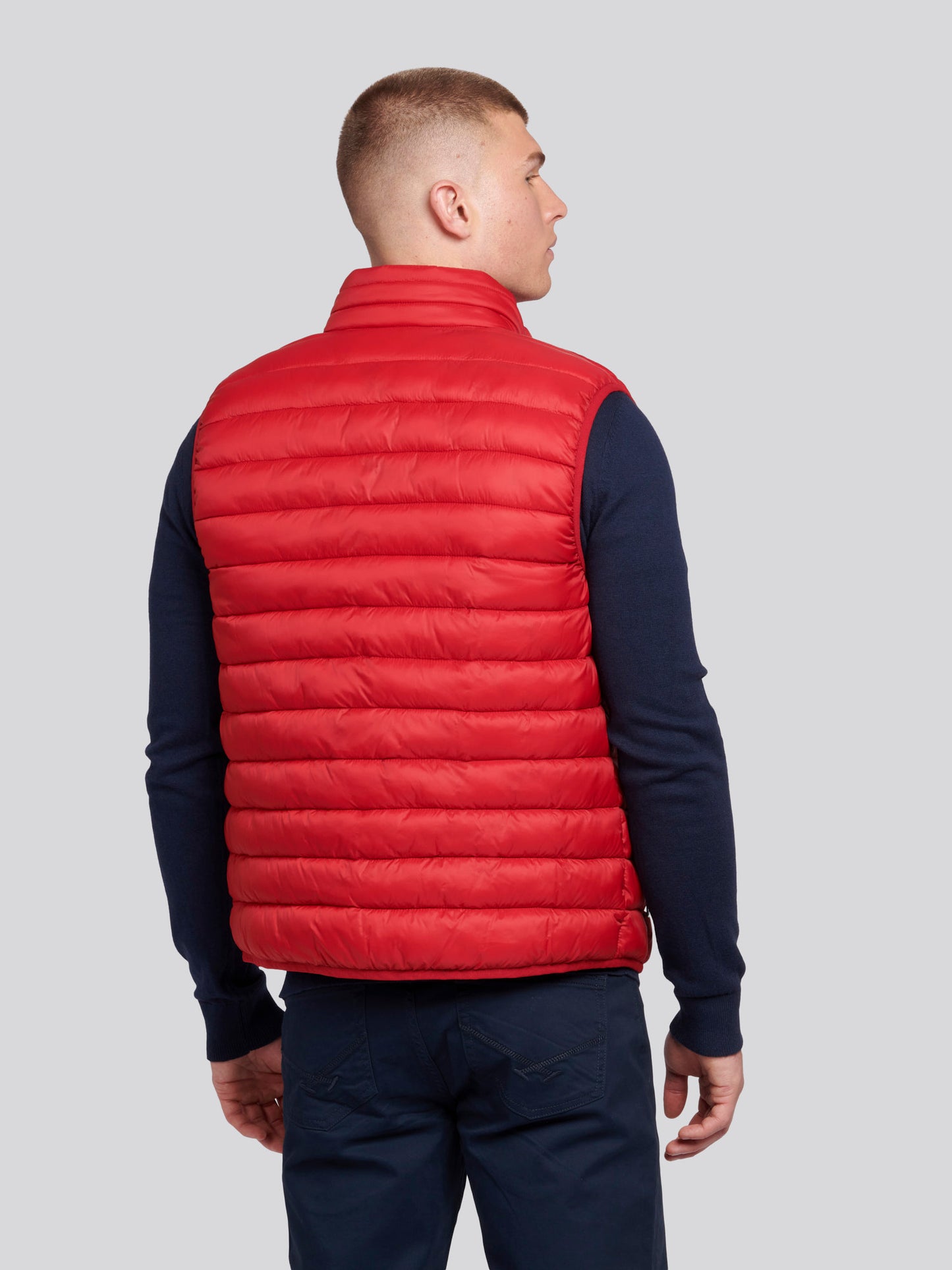 Mens Bound Quilted Gilet Haute Red