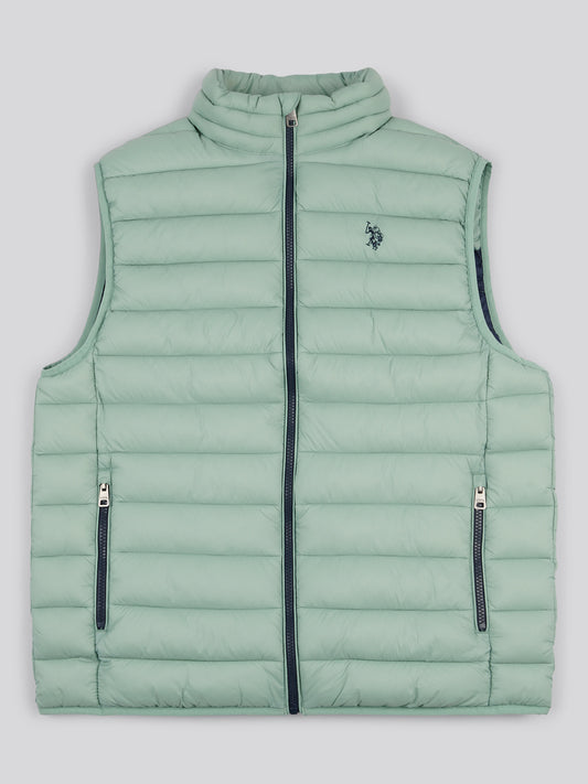 Mens Bound Quilted Gilet in Iceberg Green