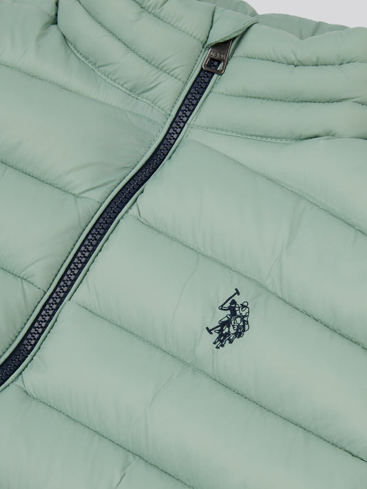 Mens Bound Quilted Gilet in Iceberg Green